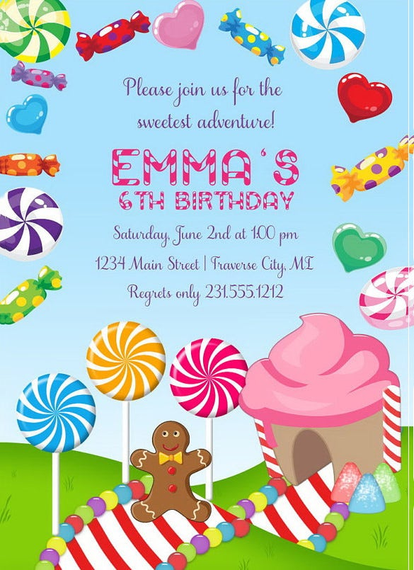 14 Wonderful Candyland Invitation Templates PSD AI Word InDesign