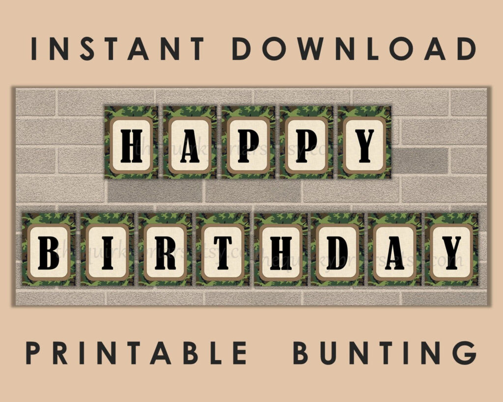 Army Camouflage Military Theme Happy Birthday Banner For Etsy 