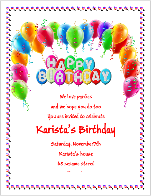 Birthday Party Invitation Flyer Templates 3 Printable Designs