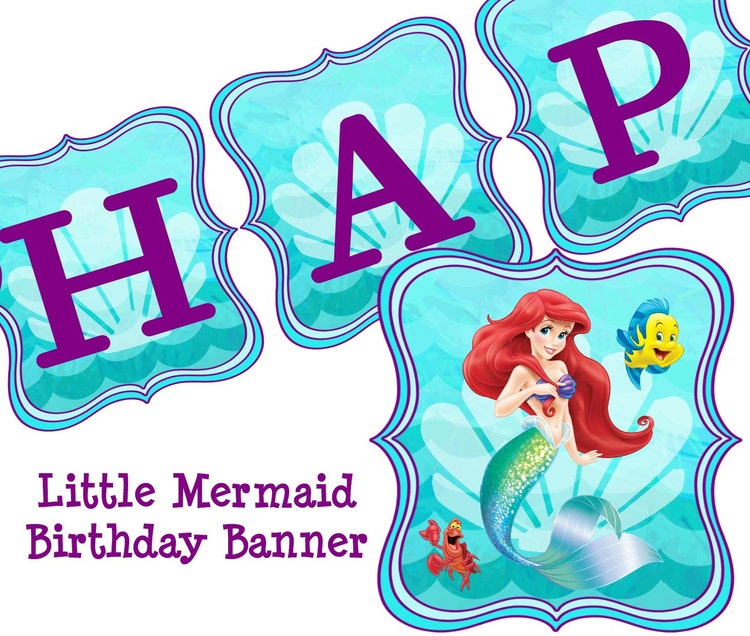 Disney Little Mermaid Birthday Banner Ariel By ColtelloDesign