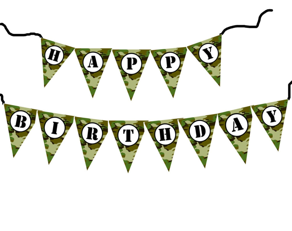 DIY Army Military Camouflage Birthday Banner Printable File