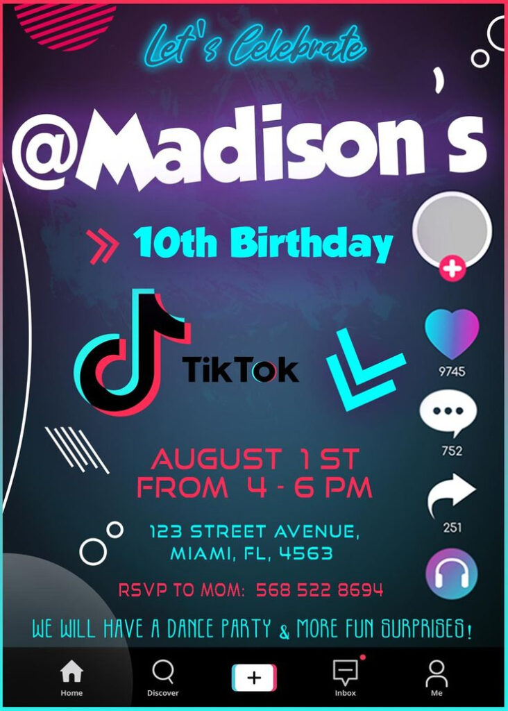 Fantastic Tik Tok Party Birthday Invitation Oscarsitosroom Birthday 