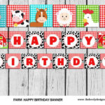 Farm Banner INSTANT DOWNLOAD Animals Cow Birthday Banner Farm Party