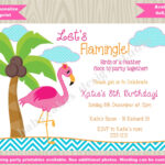 Flamingo Birthday Invitation Invite Flamingo Pool Party