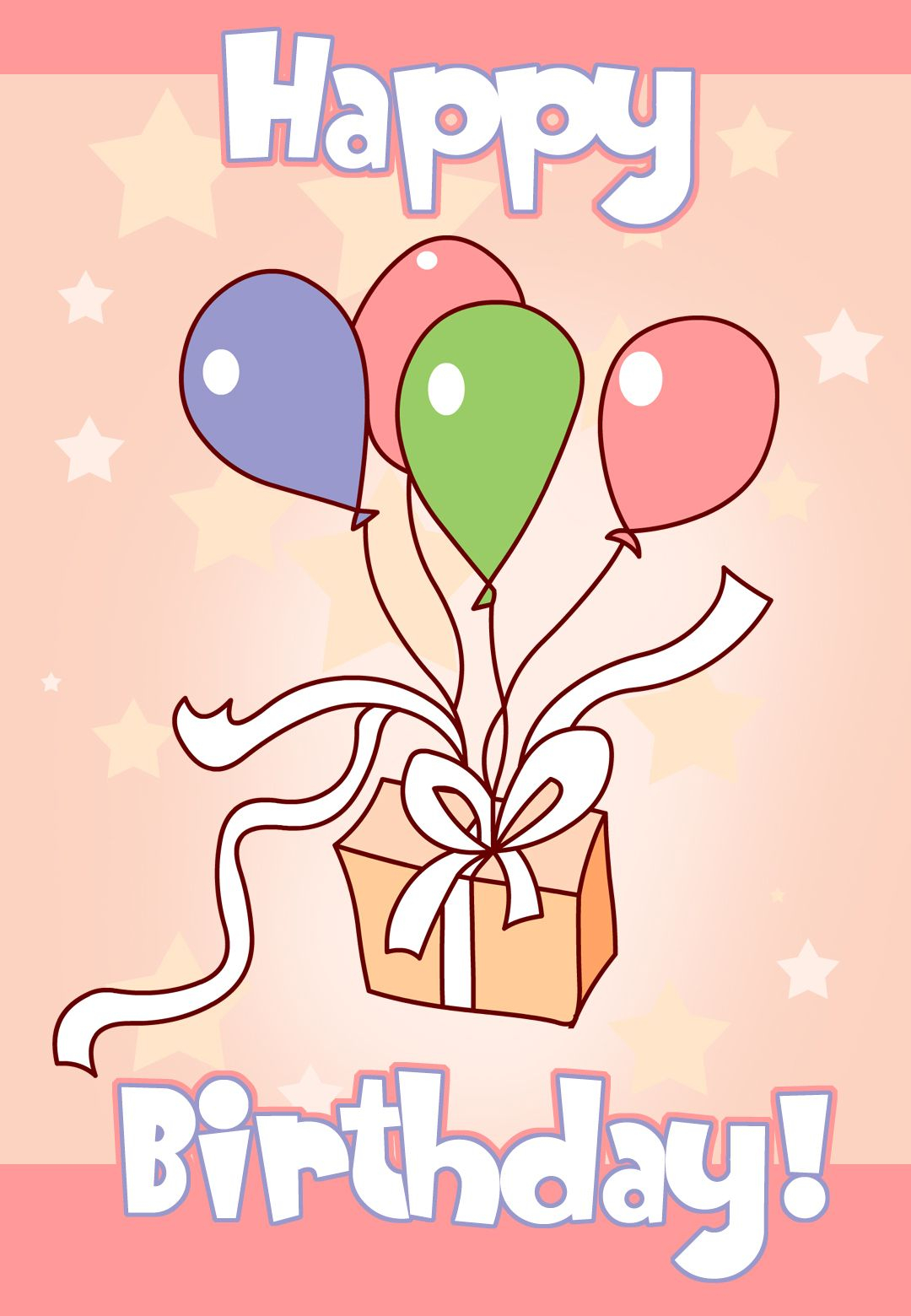 Free Printable Balloons And Cake Greeting Card Happy Birthday Cards