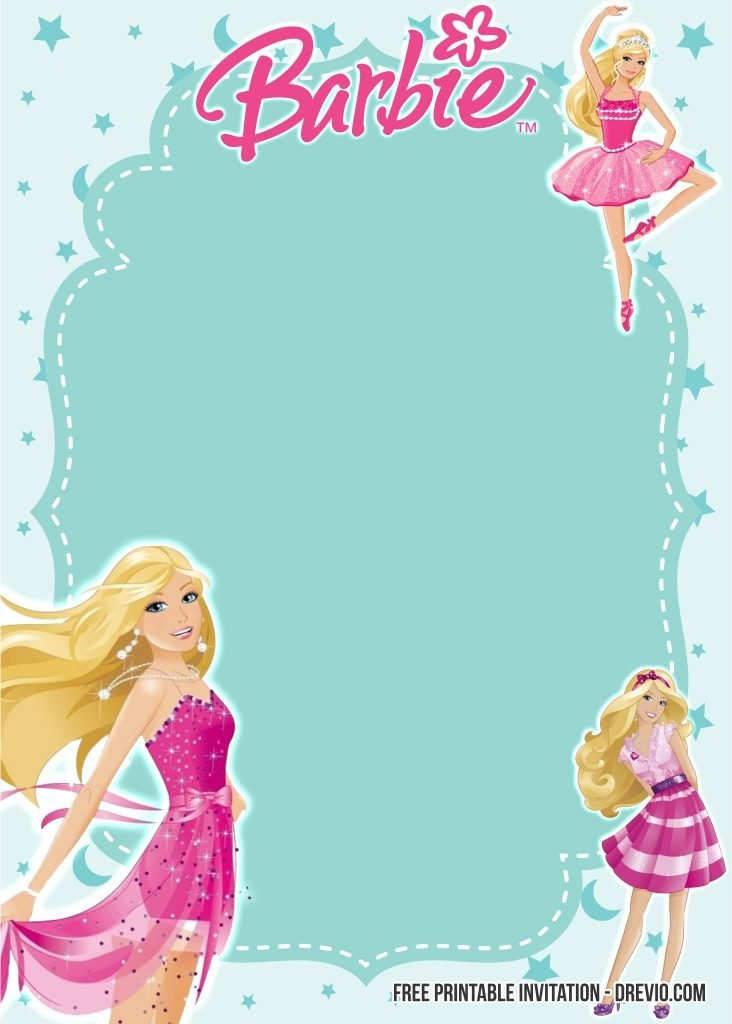 FREE Printable Barbie Birthday Invitation Templates DREVIO