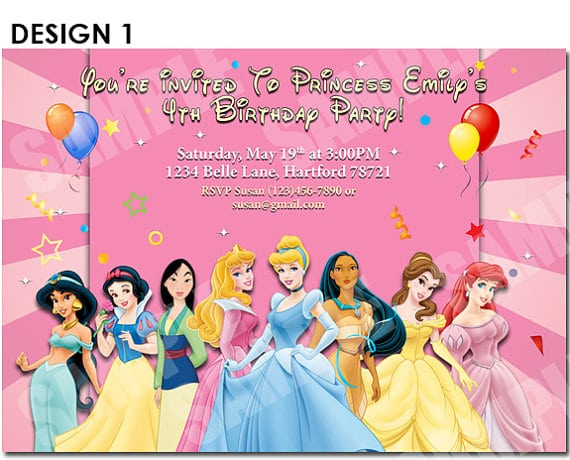 Free Printable Birthday Invitation Disney Princess