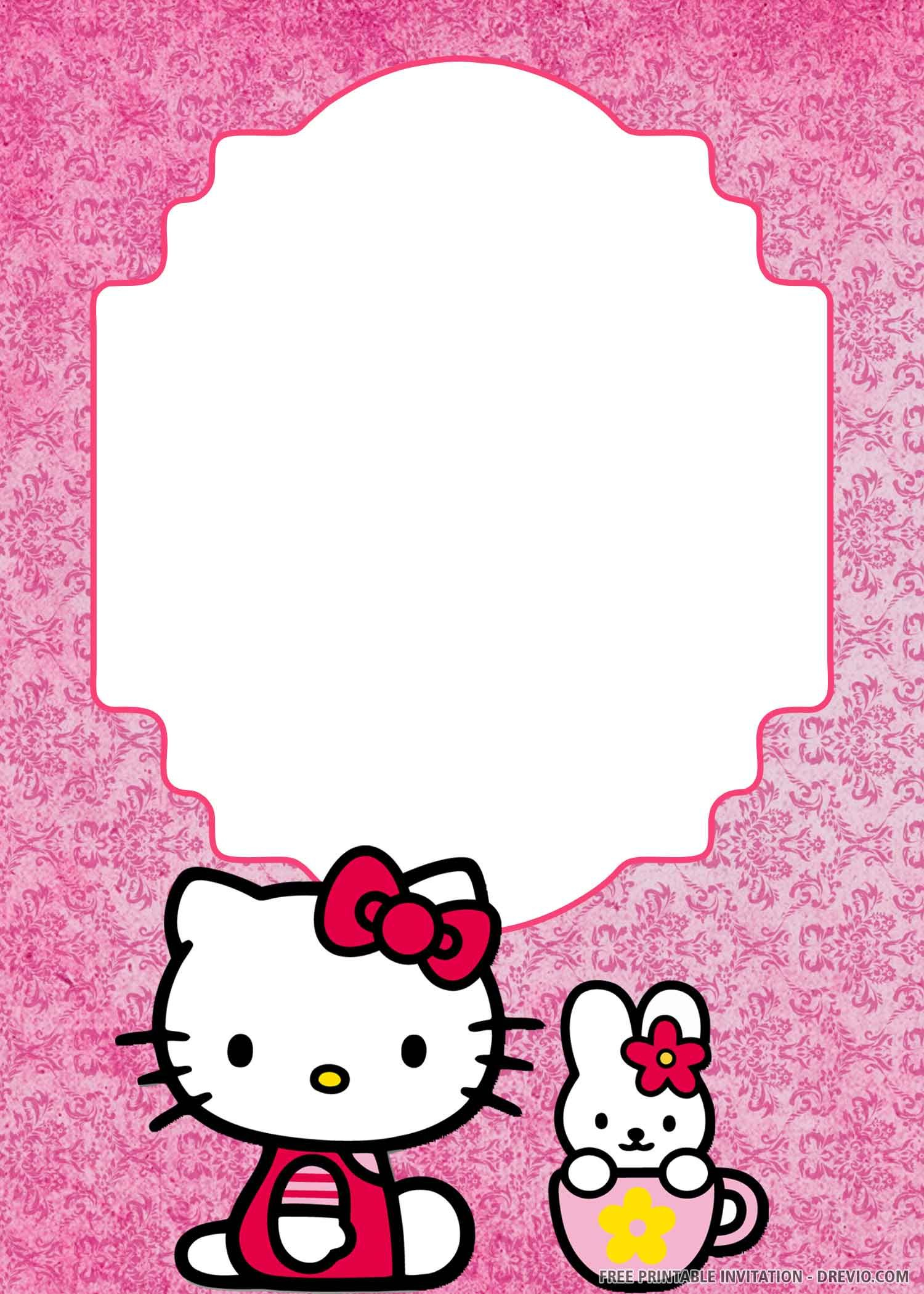 FREE PRINTABLE Lovely Hello Kitty Birthday Invitation Templates