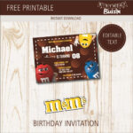 Free Printable M M Birthday Party Invitations Birthday Buzzin