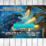 Godzilla Invite Godzilla Birthday Invitation Printable Etsy