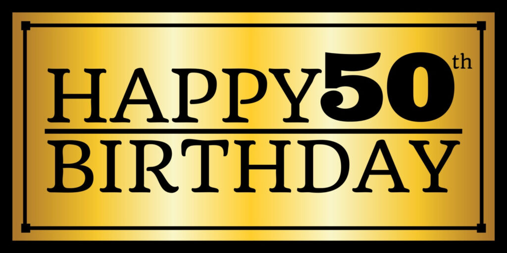 Gold Happy 50th Birthday Banner
