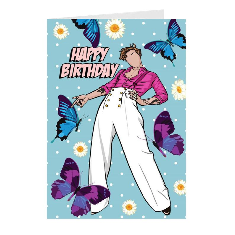 Harry Styles Butterflies Birthday Card Custom Happy Birthday Etsy 
