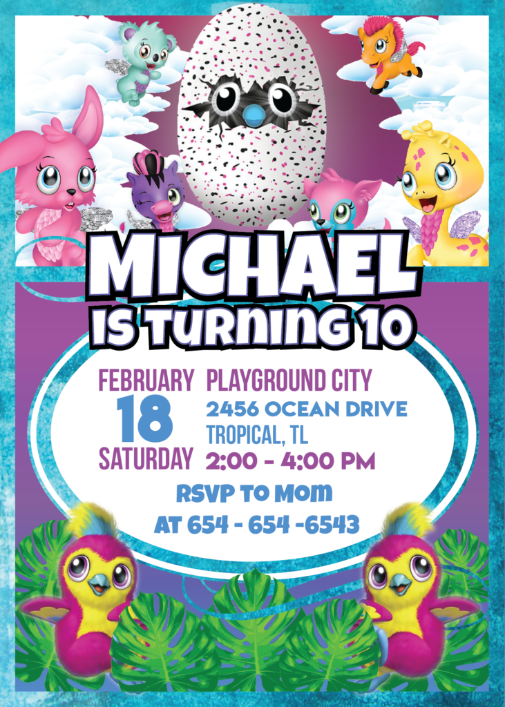 Hatchimal Birthday Party Hatchimal Invitation Printable Hatchimal P 
