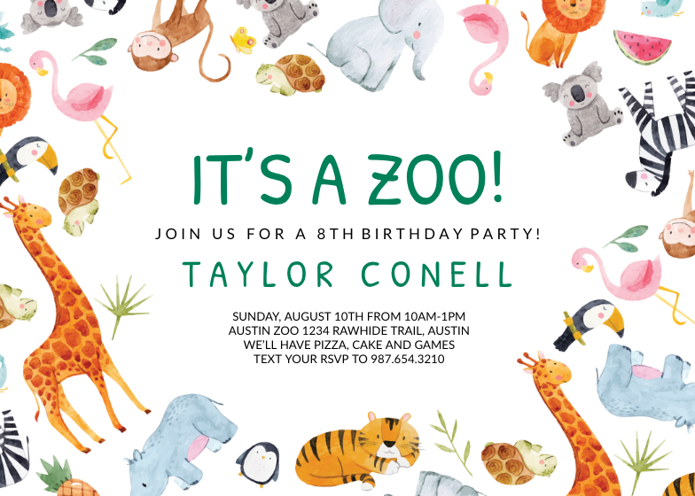 Its A Zoo Birthday Invitation Template free Greetings Island