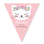 Kitten Birthday Bunting Pink Cat Banner Kitty Garland Printable