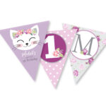 Kitten Birthday Bunting Purple Cat Banner Kitty Garland Printable