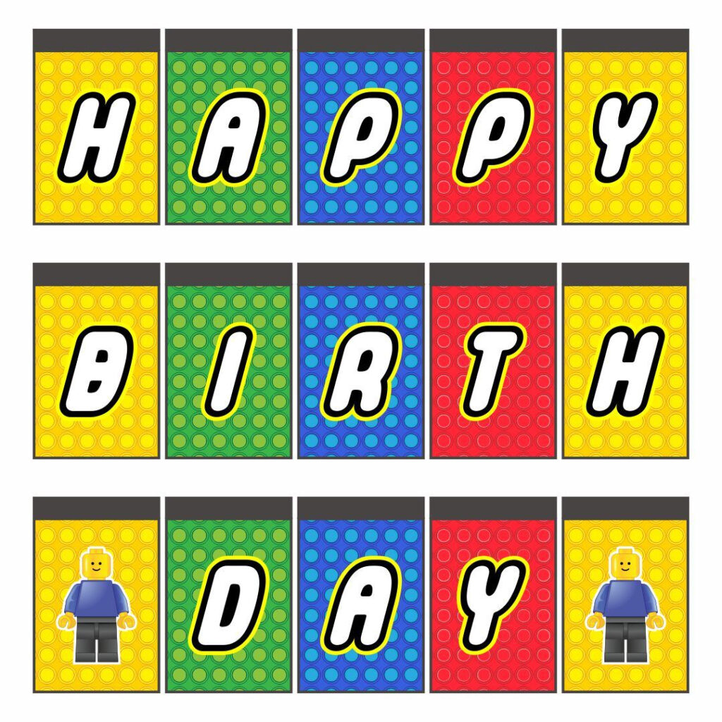 LEGO Birthday Banner Printable Printable Birthday Banner Happy 
