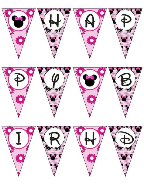 Minnie Mouse Pink Birthday Banner Printable By Zdesignsbyrosina 