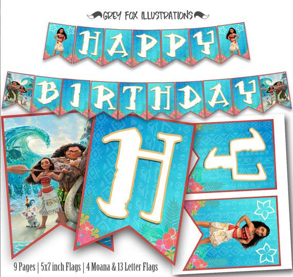 Moana Banner Moana Birthday Banner Princess Moana Party Princess 