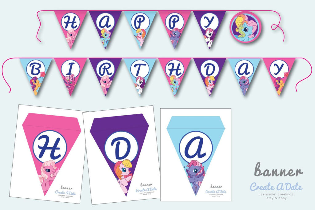 My Little Pony Banner Printable Happy Birthday By YouPrintCards 7 99 