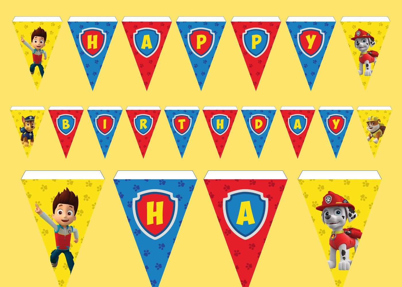 Paw Patrol Banner Happy Birthday Banner Printable Happy Birthday