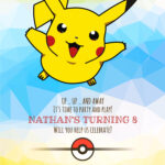Personalized Pikachu Pokemon Birthday Invitation Template Birthday