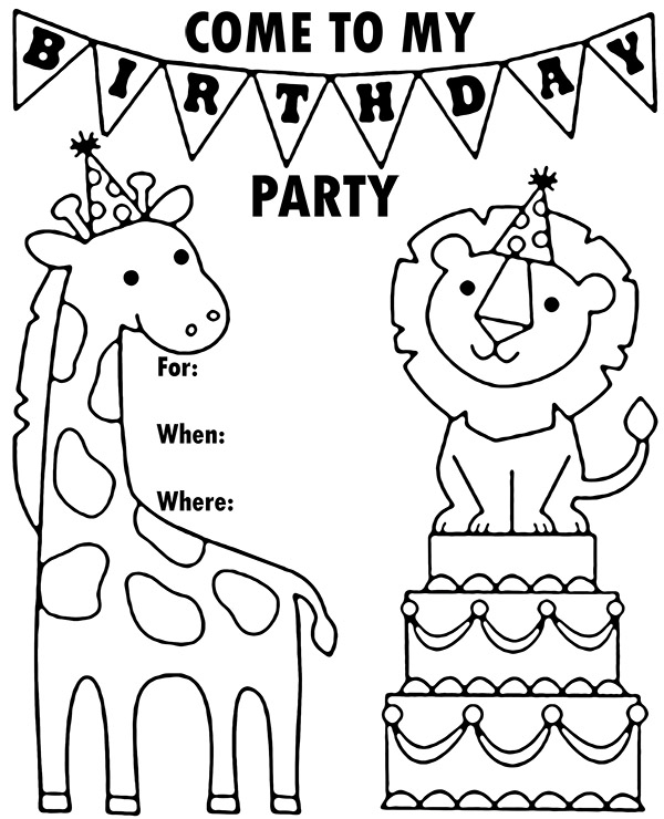 Printable Birthday Party Invitation Topcoloringpages