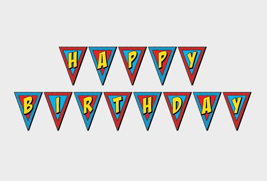 PRINTABLE Superhero Happy Birthday Banner Party Comic Sound