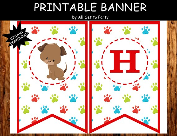 Puppy Birthday Banner Puppy Party Decorations Puppy Theme