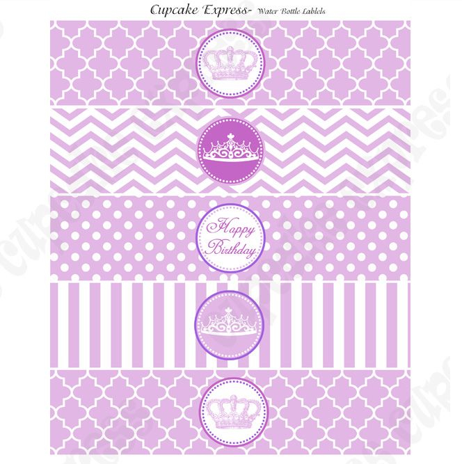 Purple Princess Printable Birthday Water Bottle Labels Etiquetas 