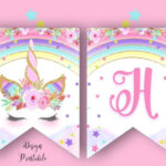 Rainbow Unicorn Birthday Banner Printable Unicorn A Z Letter Instant