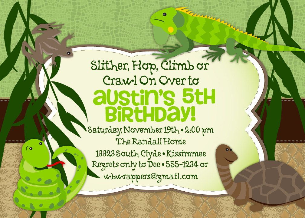 Reptile Birthday Party Invitation Kids Reptile Party Boys Birthday 