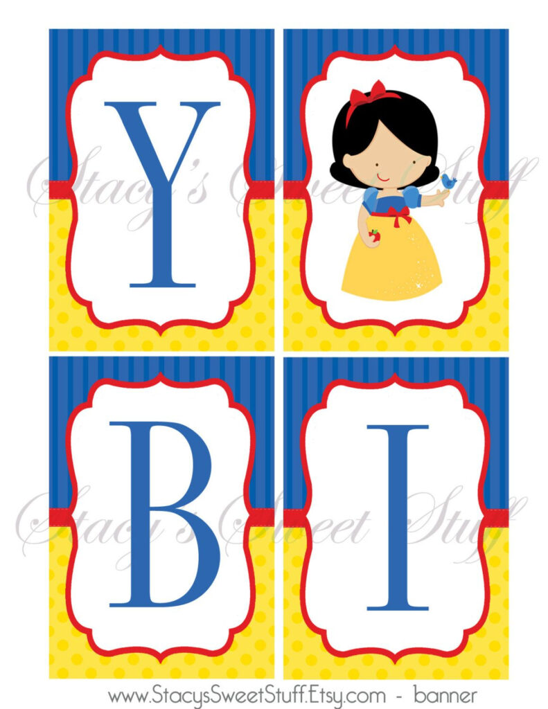 Snow White Banner Happy Birthday Banner Snow White Party Snow White 