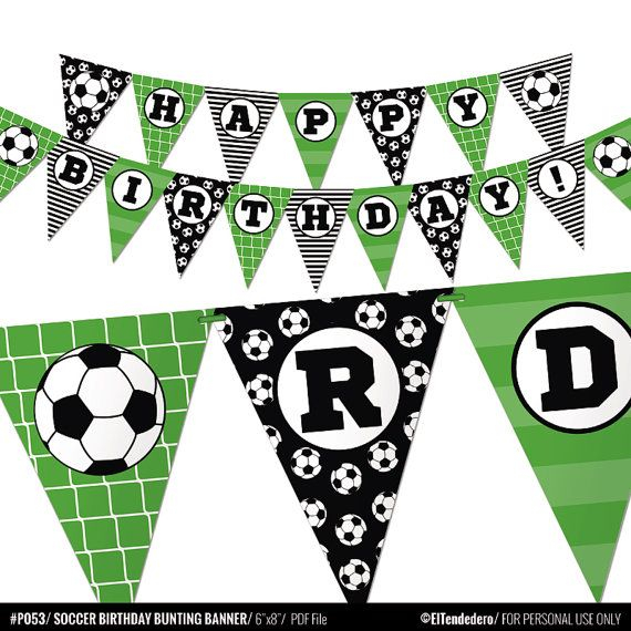 Soccer Birthday Banner Boy Sports Bunting Banner Decor Printable 