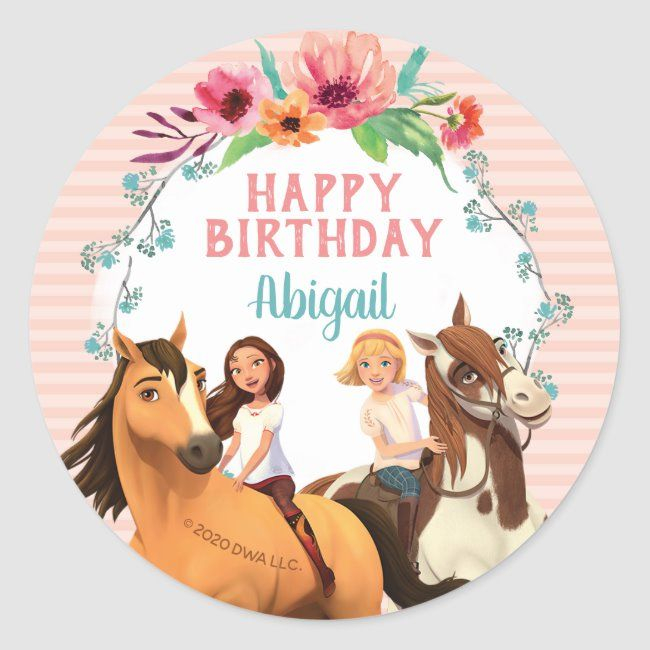 Spirit Riding Free Pink Happy Birthday Sticker Zazzle Pink 