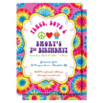 Tie Dye Birthday Invitation Peace Love And Birthdays Etsy Tie Dye