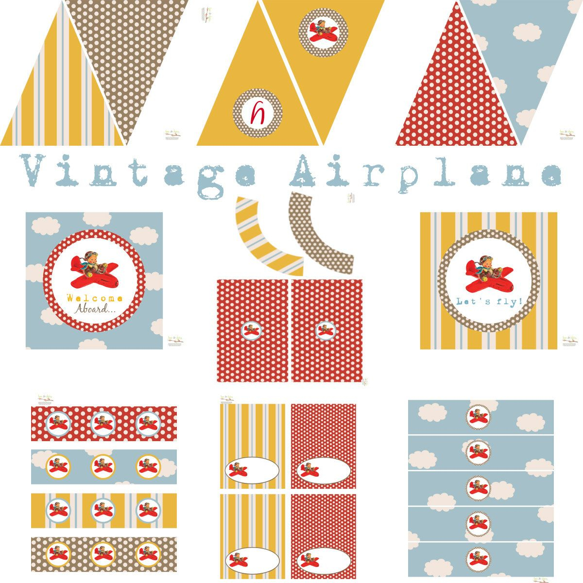 Vintage Airplane Decorations For Birthday Party Or By BeeAndDaisy