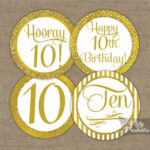 10th Birthday Cupcake Toppers Gold 10th Birthday Toppers Etsy