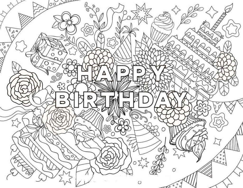 25 Free Printable Happy Birthday Coloring Pages