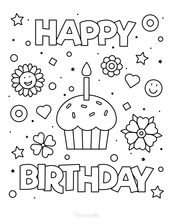 55 Best Happy Birthday Coloring Pages Free Printable PDFs
