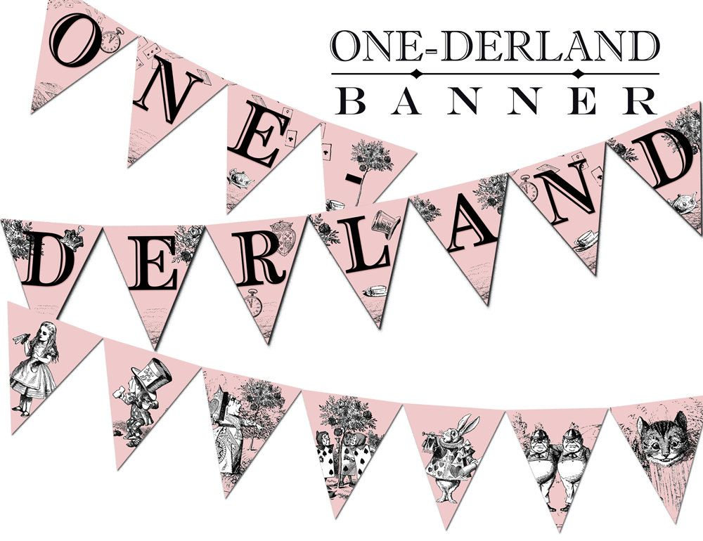 Alice In Wonderland Theme Banner PDF Digital File Alice In Wonderland