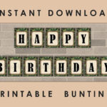 Army Camouflage Military Theme Happy Birthday Banner For Boys F