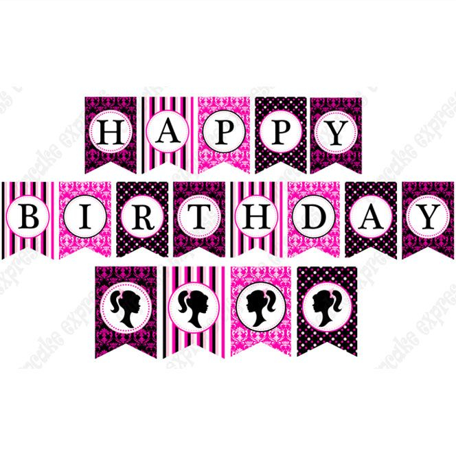 BARBIE INSPIRED PRINTABLE HAPPY BIRTHDAY BANNER Fiesta De Barbie 