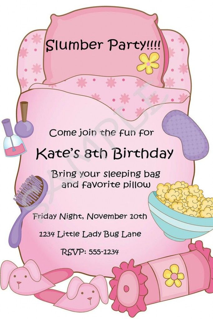 Bed Free Printable Slumber Party Birthday Invitations Slumber Party 