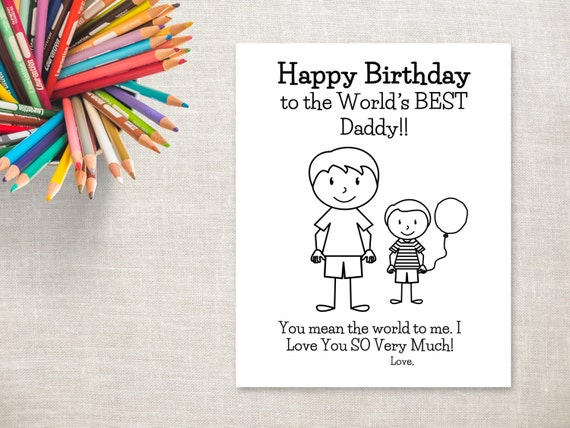 Birthday Coloring Printable Boy Dad Birthday Card To Daddy