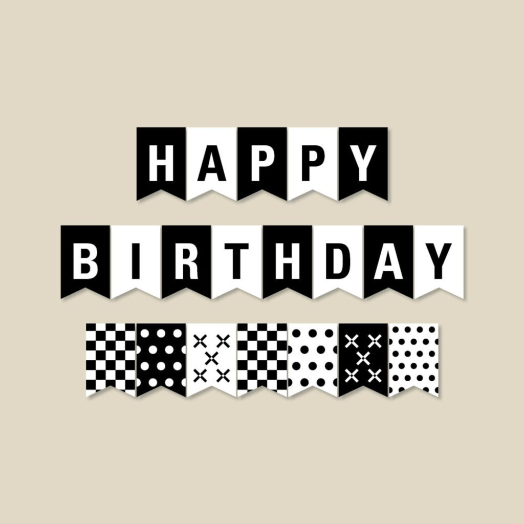 Black And White Birthday Banner Birthday Party Decorations Etsy In 