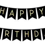Black Happy Birthday Bunting Banner Con Brillantes Letras Do 1 128