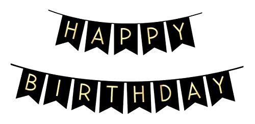 Black Happy Birthday Bunting Banner Con Brillantes Letras Do 1 128 