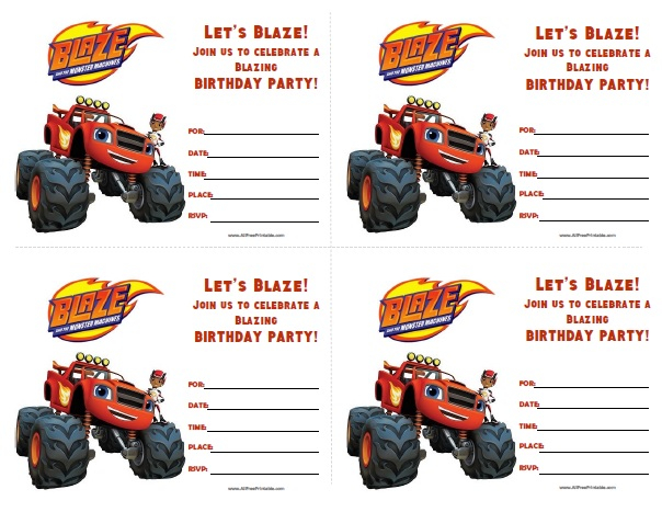 Blaze And The Monster Machines Birthday Invitations Free Printable