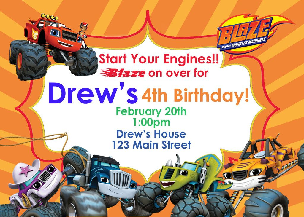 Blaze And The Monster Machines Invitation Blaze The Monster Machines 